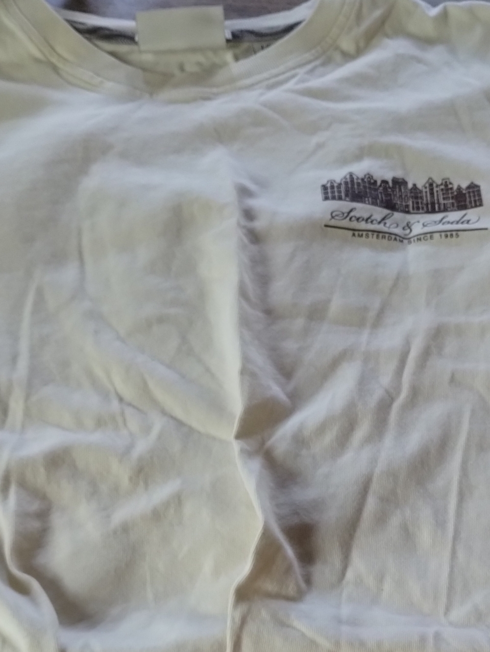 Scotch & Soda Cream Short-Sleeve Tee with Chest Graphic